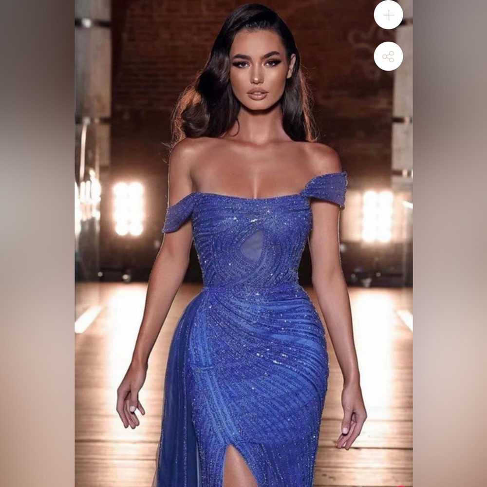 Elegant Blue Off-Shoulder Dress